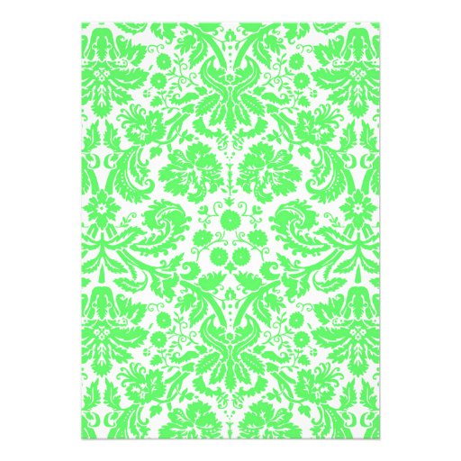 Lime Green Monogram Damask Bridal Shower Invites