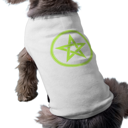 Lime Green Pentacle Pentagram Doggie Tee Shirt