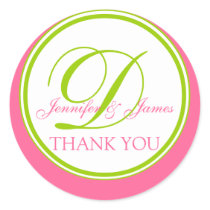Lime Green Pink Thank You Stickers for Weddings