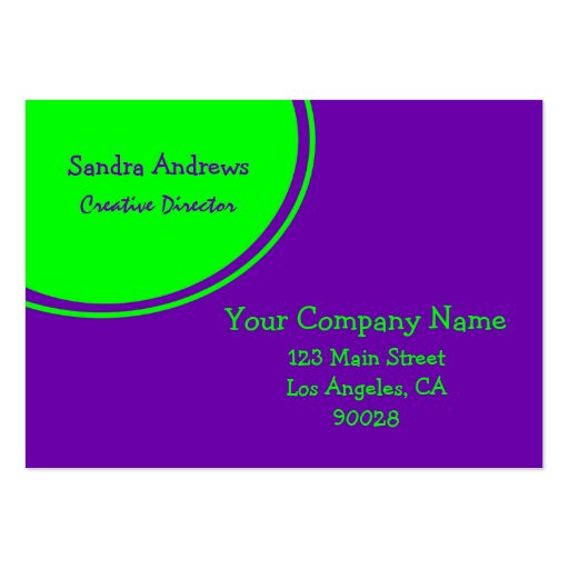 Lime Green Purple Circle Business Card Template