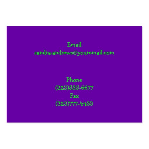 Lime Green Purple Circle Business Card Template (back side)