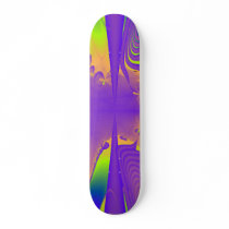 Lime Green & Purple Fractal Skateboard.