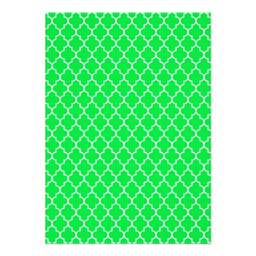 Lime Green Quatrefoil Wedding Invitations