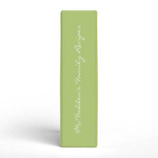 Lime Green Recipe Personalized Name Binder binder