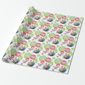 Lime Green & Red Photo Christmas Bauble Gift Wrap