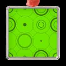 Lime, Green Retro Pop Squares Abstract Art ornaments