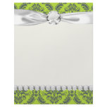 lime green royal damask pattern customized letterhead