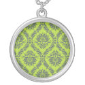 lime green royal damask pattern