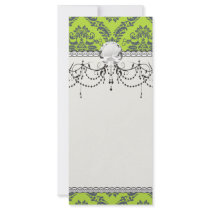 lime green royal damask pattern customized rack card