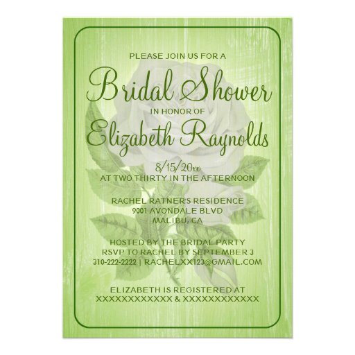 Lime Green Rustic Floral Bridal Shower Invitations