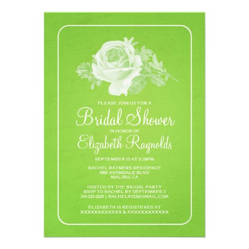 Lime Green Rustic Floral Bridal Shower Invitations