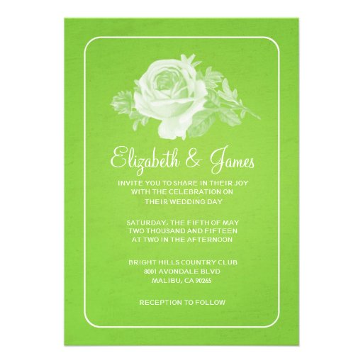 Lime Green Rustic Floral/Flower Wedding Invitation