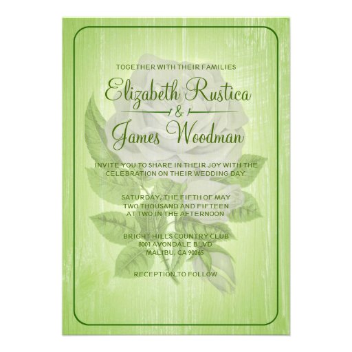 Lime Green Rustic Floral Wedding Invitations