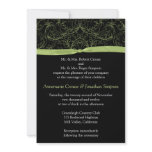 Lime Green Scrolls and Ribbon Wedding Invitation