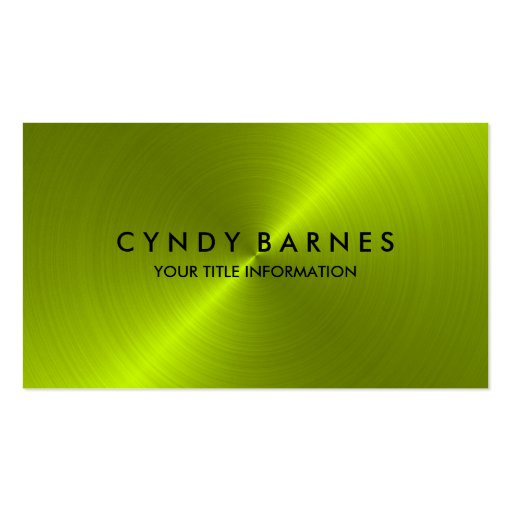 Lime Green Sheen Business Card (front side)