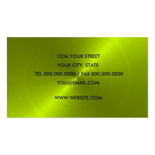 Lime Green Sheen Business Card (back side)