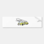Lime Green Snorkel Fire Truck Cartoon Bumper Sticker