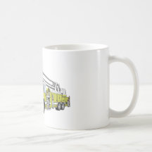 Lime Green Snorkel Fire Truck Cartoon Coffee Mug