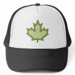 Lime Green Striped Applique Stitched Maple Leaf hats