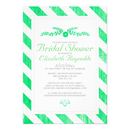Lime Green Stripes Bridal Shower Invitations