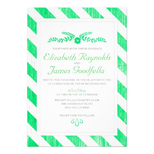 Lime Green Stripes Wedding Invitations