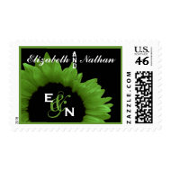 Lime Green Sunflower Wedding stamp