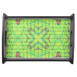 Lime Green Unique X Abstract Pattern Serving Tray
