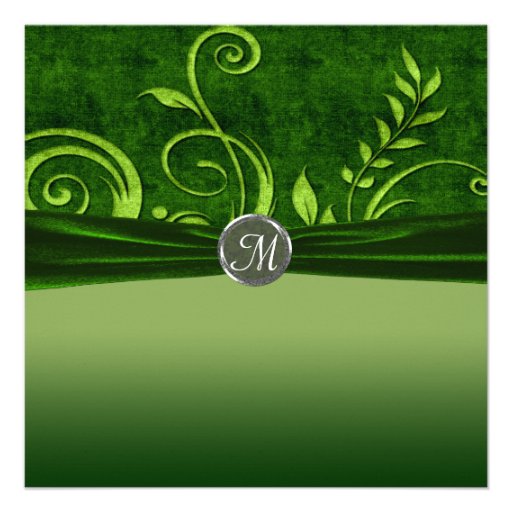 Lime & Green Velvet Wedding Swirl Personalized Invites