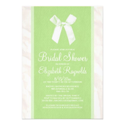 Lime Green Vintage Bow Linen Bridal Shower Invites