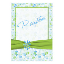 Lime Green,White, and Blue Floral Enclosure Card Business Card Templates