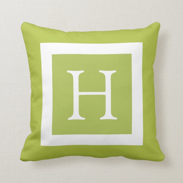 Lime Green White Custom Monogram Pillows-0