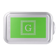 Lime Green, White Greek Key #1 Framed Monogram Cake Pan