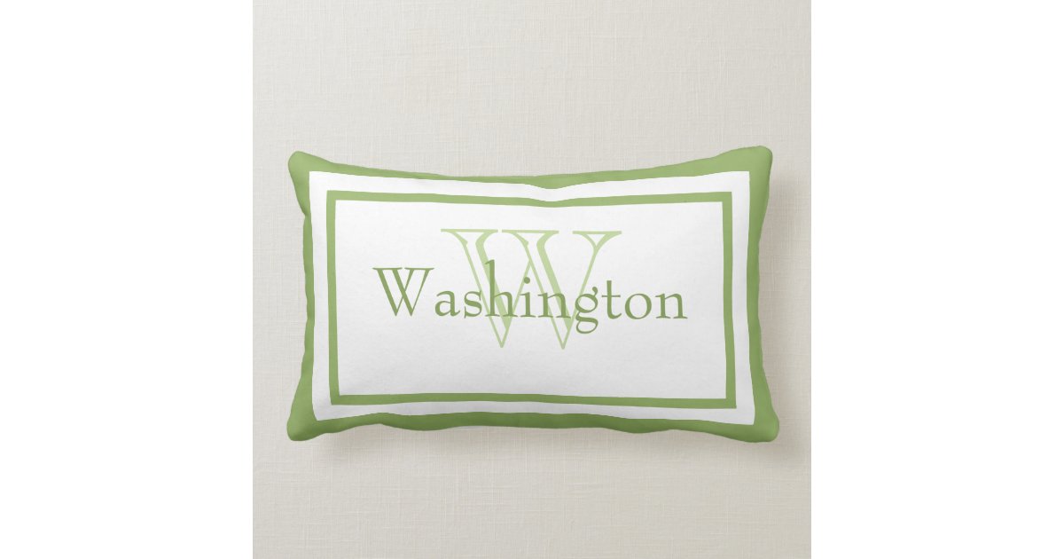 Lime Green/White Monogram Name Keepsake Pillow Zazzle