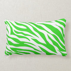 Lime Green White Zebra Stripes Wild Animal Prints Pillow
