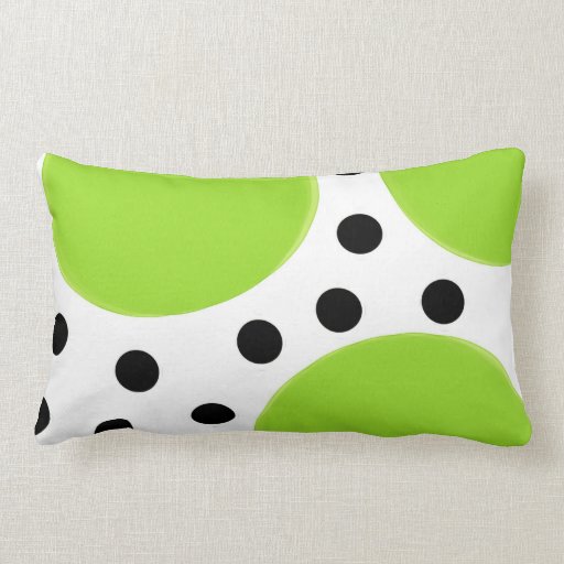 lime green with black polka dots throw pillow Zazzle