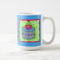 Lime Green with Turquoise Cake Mug mugs
