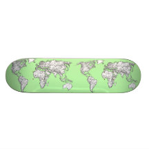 Lime green world map skateboard decks