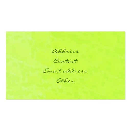Lime Green Yoga Training Business Card (back side)