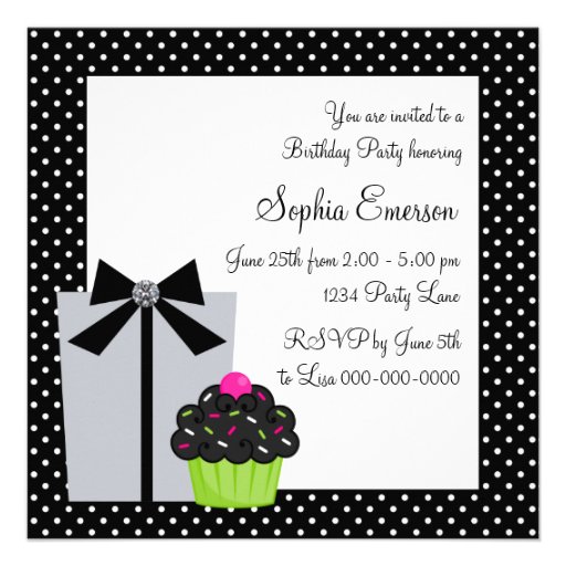 Lime Green Zebra Cake Cupcake Birthday Party Custom Announcements
