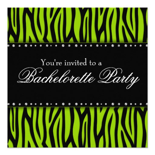 Lime Green Zebra Diamonds Bachelorette Party Announcement
