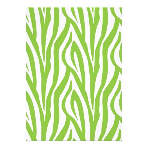 Lime Green Zebra Mustache Birthday Party Invite