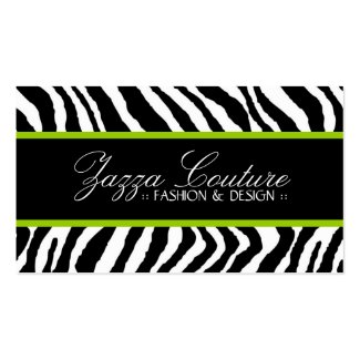 Lime Green Zebra Print Business Card profilecard