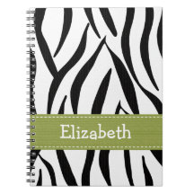 Lime Green Zebra Skin Print Notebook Journal