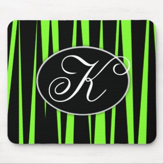 Lime Green Zebra Stripes Monogrammed Mouse Pads mousepad