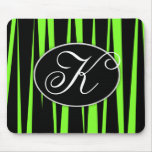 Lime Green Zebra Stripes Monogrammed Mouse Pads mousepads