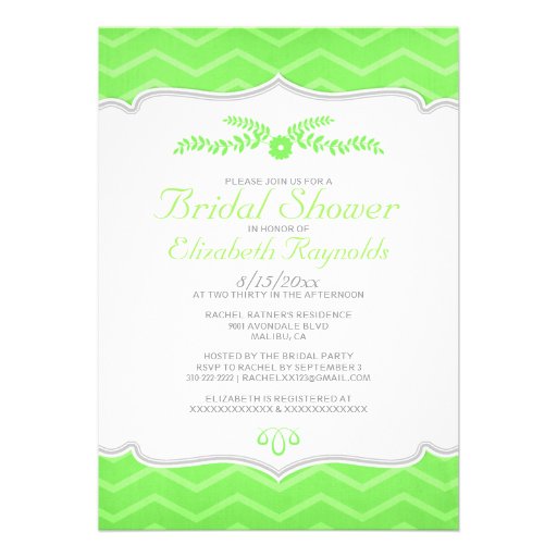 Lime Green Zigzag Bridal Shower Invitations