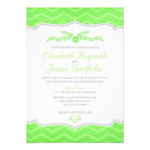 Lime Green Zigzag Wedding Invitations