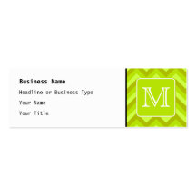 Lime Green Zigzags with Custom Monogram. Business Card Templates