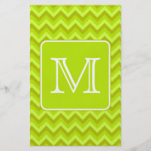 Lime Green Zigzags with Custom Monogram. Flyers