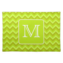 Lime Green Zigzags with Custom Monogram. Placemat